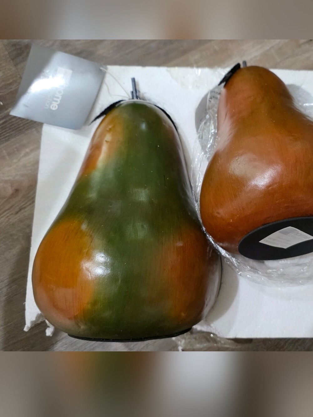 New Jc Penney Collection Decorative Faux Pear Pair - Green & Brown